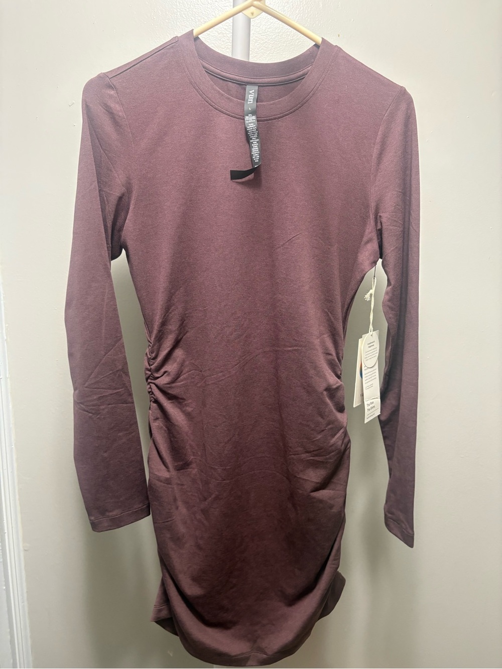 Vuori Plum Long Sleeve Ruched Side Bodycon Dress